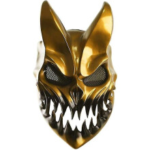 (Golden) Demon Mask, Slaughter To Prevail Mask Oni Mask Halloween Prop Party Mask Movable Mouth Mask Hallowee