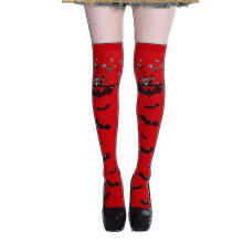 (Red) Women Orange Halloween Knee Stockings Party Cosplay Decorative Halloween Costume Prop High Socks