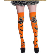 (Orange) Women Orange Halloween Knee Stockings Party Cosplay Decorative Halloween Costume Prop High Socks
