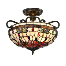 (Dragonfly Style) BELOFAY Tiffany Ceiling Light Semi Flush Stained Glass Art Deco Handmade Uplighter Shade