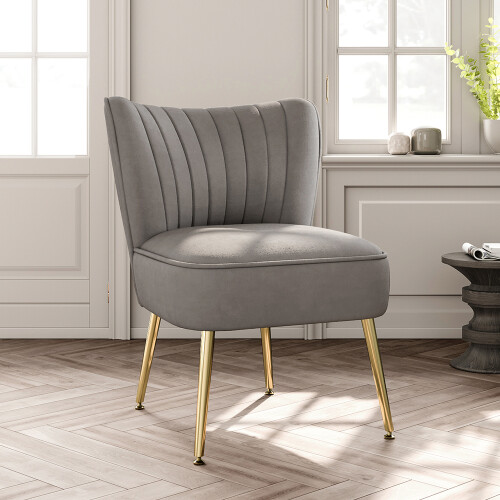 Living And Home Modern Grey Armless Wingback Accent Chair 1