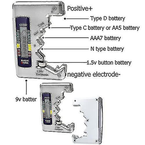(silver) Universal Battery Tester Digital Battery Checker Battery Capacity Level Detector 2