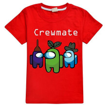 (5-6 Years, Red) Among Us Crewmate Print Kids Clothes Short Sleeve T-shirt Summer Tee Shirt Top