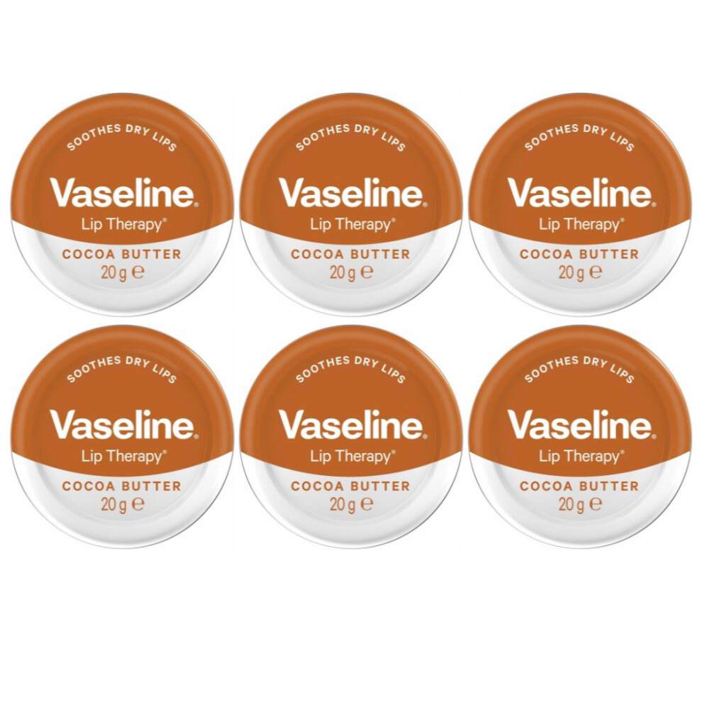 Vaseline Lip Therapy Cocoa Butter Lip Balm 20g Pack Of 6 |Instantly Softens & Soothers Dry Lips |Relieves Dry, Dull & Cracked Lips |Healthy Looking-image-OPC-PFPDXQG-NEW