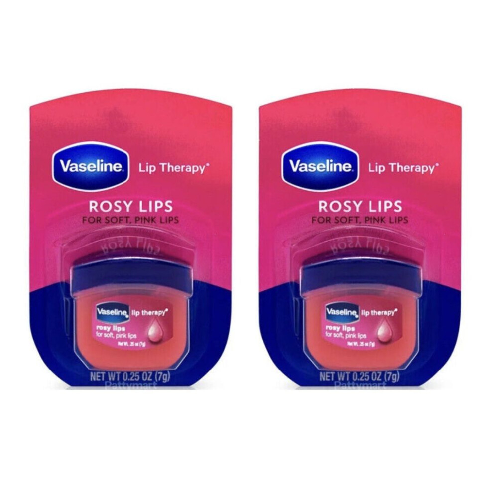 Pink Vaseline Lip Therapy Rosy Lip Balm For Soft & Lips 7G Pack Of 2 |72Hrs Lasting Moisturization |Repairs & Revives Dry & Chapped Lips | Tint