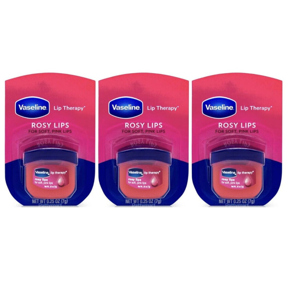 Vaseline Lip Therapy Rosy Lip Balm For Soft & Pink Lips 7g Pack Of 3 |72Hrs Lasting Moisturization |Repairs & Revives Dry & Chapped Lips |Pink Tint