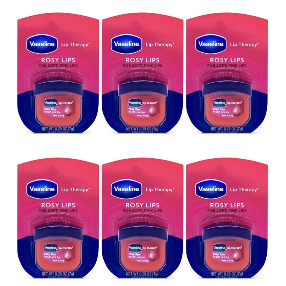 Pink Vaseline Lip Therapy Rosy Lip Balm For Soft & Lips 7G Pack Of 6 |72Hrs Lasting Moisturization |Repairs & Revives Dry & Chapped Lips | Tint
