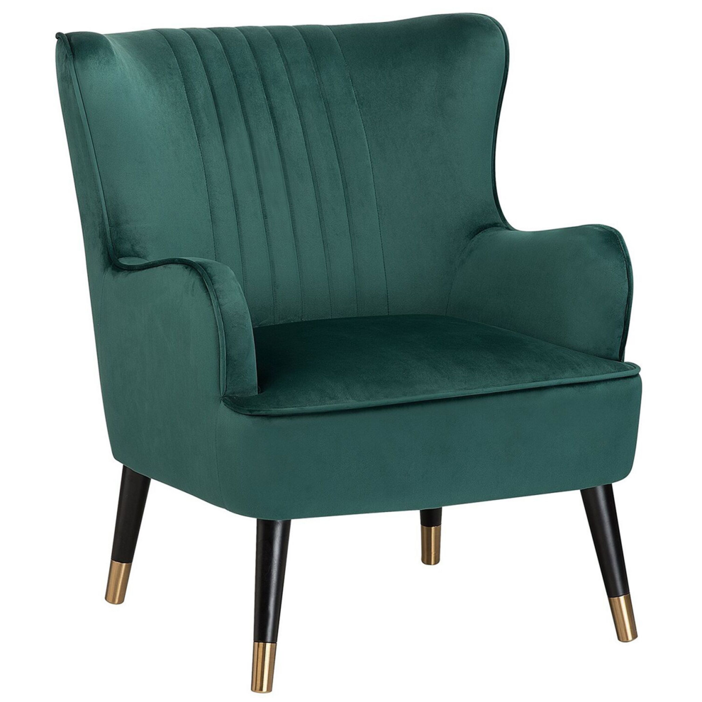 Wingback Chair VARBERG Velvet Emerald Green