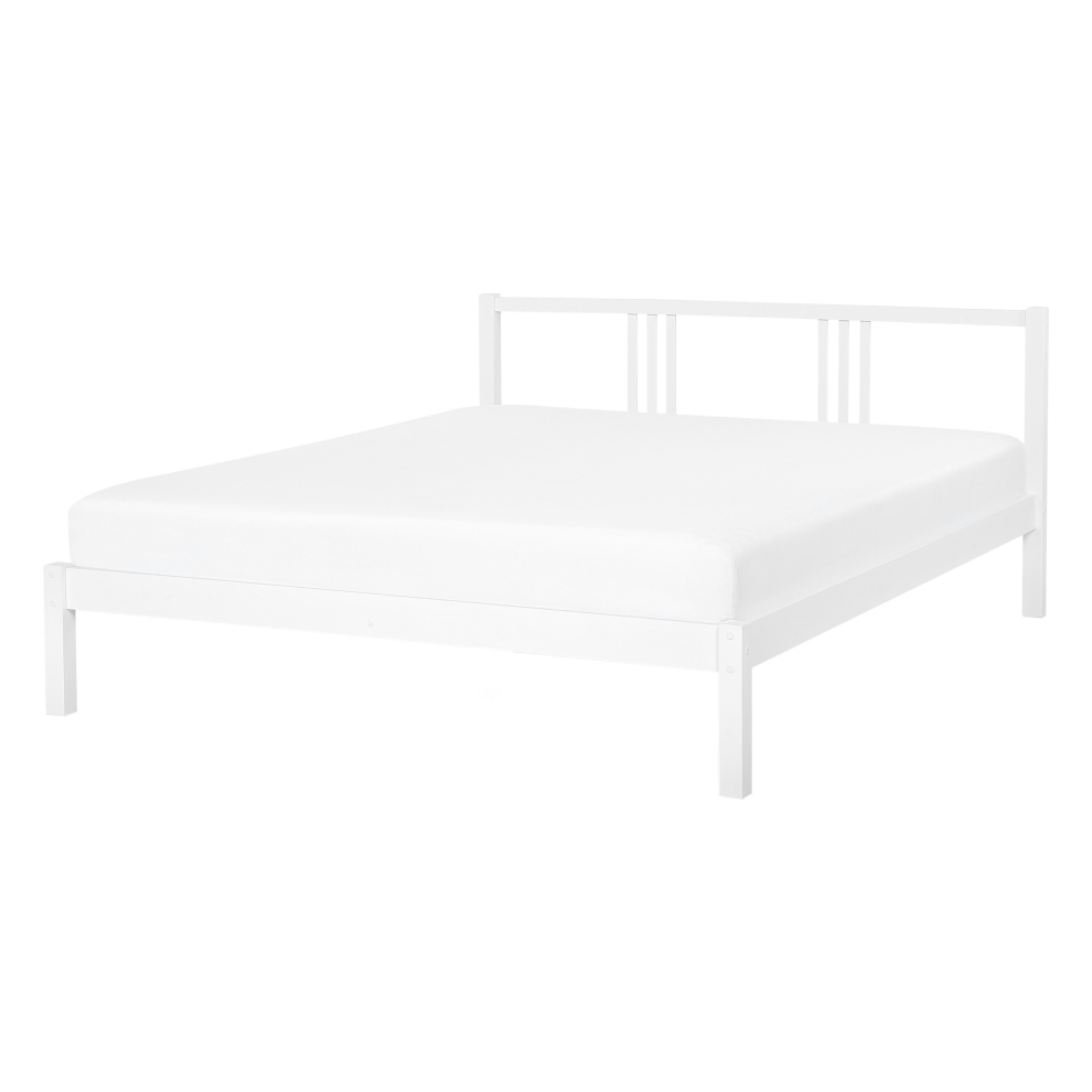 Bed Pine Wood VANNES 140 x 200 cm (EU Double) White