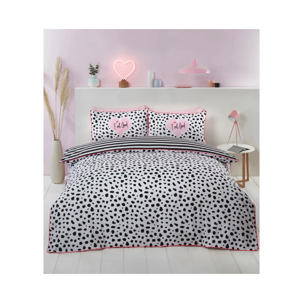 (Black, Double) Duvet Cover Bedding Set + Pillowcase Single Double King Size Luxury Quilt Cover - Dalmatian
