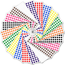 (Assorted) 10mm Coloured Sticker Round Dot Circle with 10 Color Label 150 Sticker Per Sheet