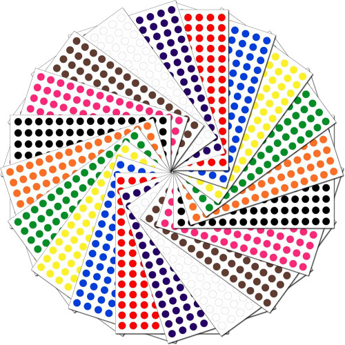 (Assorted) 10mm Coloured Sticker Round Dot Circle with 10 Color Label 150 Sticker Per Sheet