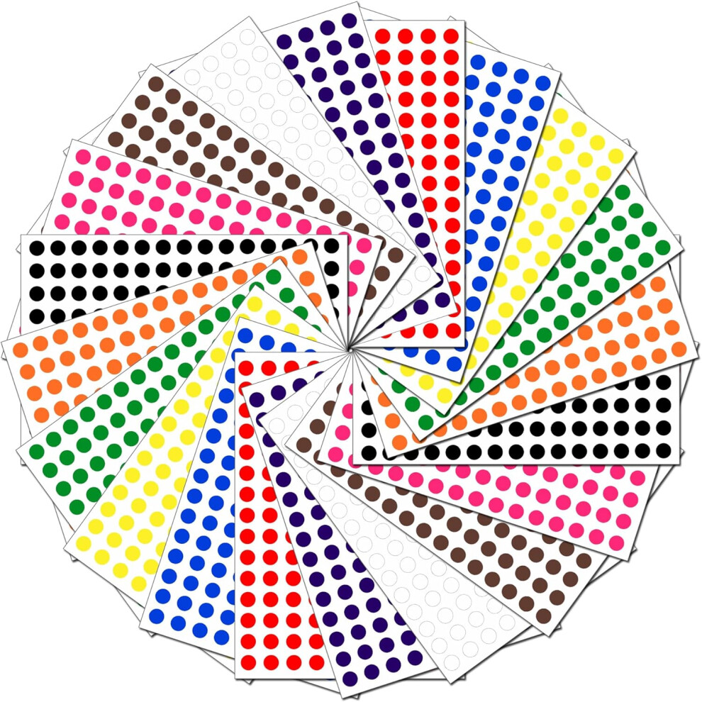 (Assorted) 10mm Coloured Sticker Round Dot Circle with 10 Color Label 150 Sticker Per Sheet
