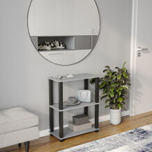 (Grey with Black Legs) Sandra 3 Tier S-Tube Multipurpose Shelf Freestanding Wooden Rack Organiser Unit