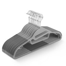 (Bark Grey) KEPLIN 20-Pack Slimline Non-Slip Hangers with 360° Swivel and Tie Organizer