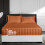 (Double Bed Sheet, Orange/Rust- Stripe Bed Sheet 40cm) Extra Deep Fitted Sheet 40cm Stripe Bedsheet UK 1
