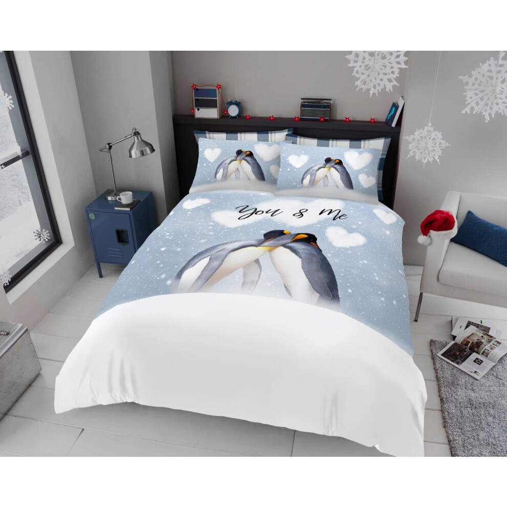 (Penguins Forever, King) CHRISTMAS REVERSIBLE  DUVET COVER SET XMAS BEDDING