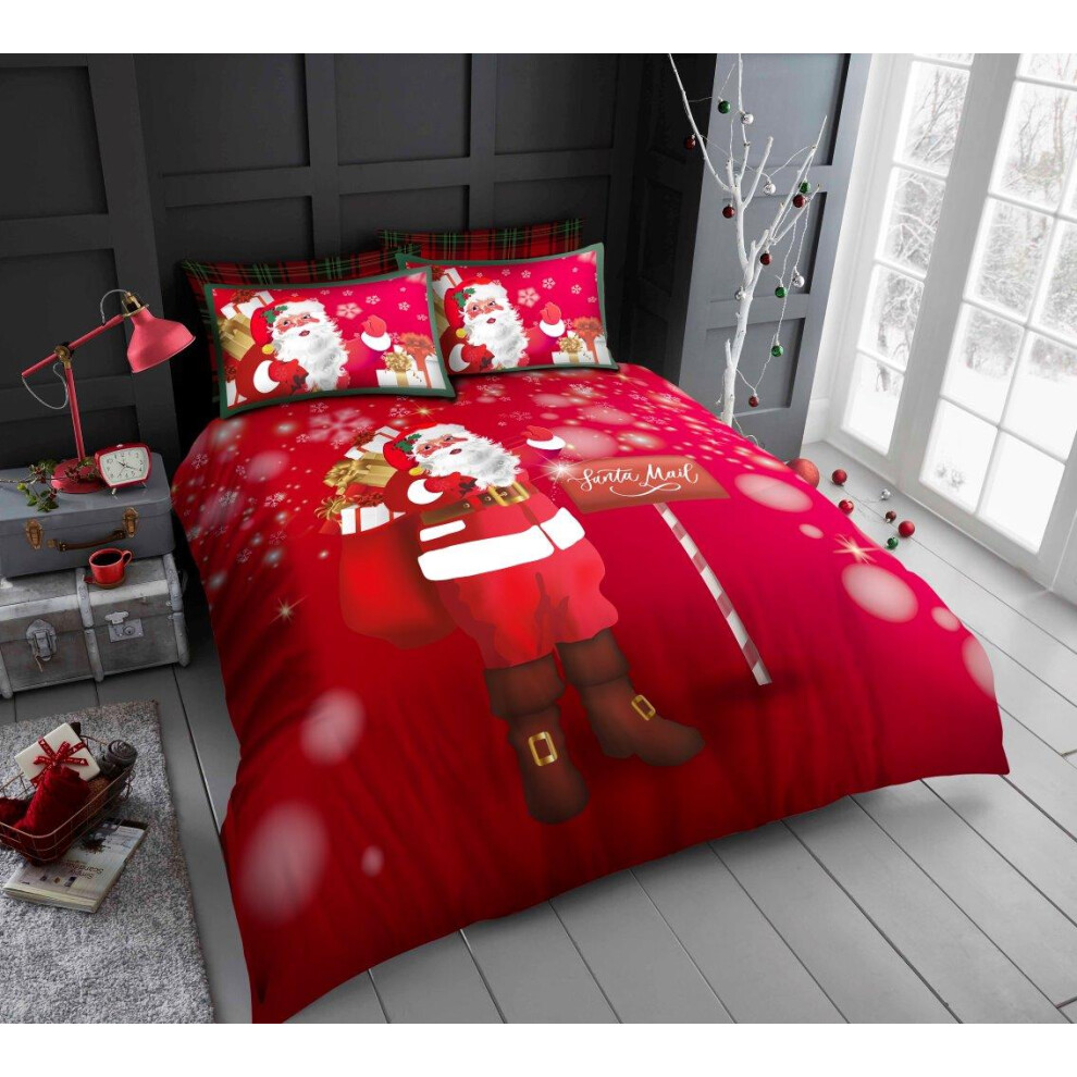 (Santa Mail , Single ) CHRISTMAS REVERSIBLE  DUVET COVER SET XMAS BEDDING