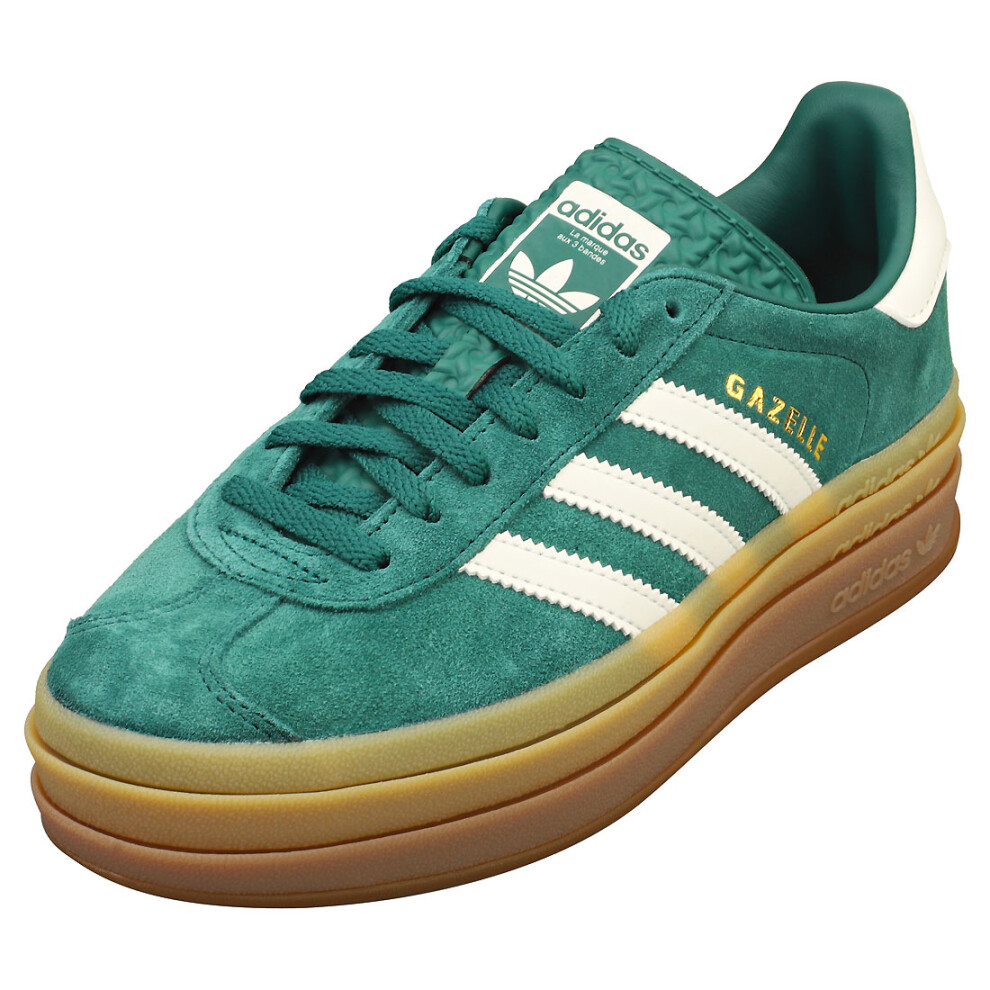 Adidas (4) Gazelle Bold Womens Fashion Trainers In Green Off White White,Green