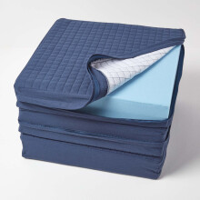 (Navy, Blue, 150 x 50 x 10 cm) Quilted Orthopaedic Booster Cushion Cover