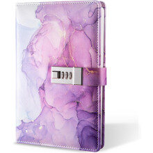 Diary with Lock, A5 Lockable Journal, PU Leather Combination Lock Diary, Lock Diary Planner Organizer for Men and Women,Gift