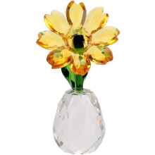 Crystal Sunflower Glass Figurine Ornament Paperweight Table Decoration with Gift Box, Crystal Glass Bouquet Flower Centerpieces