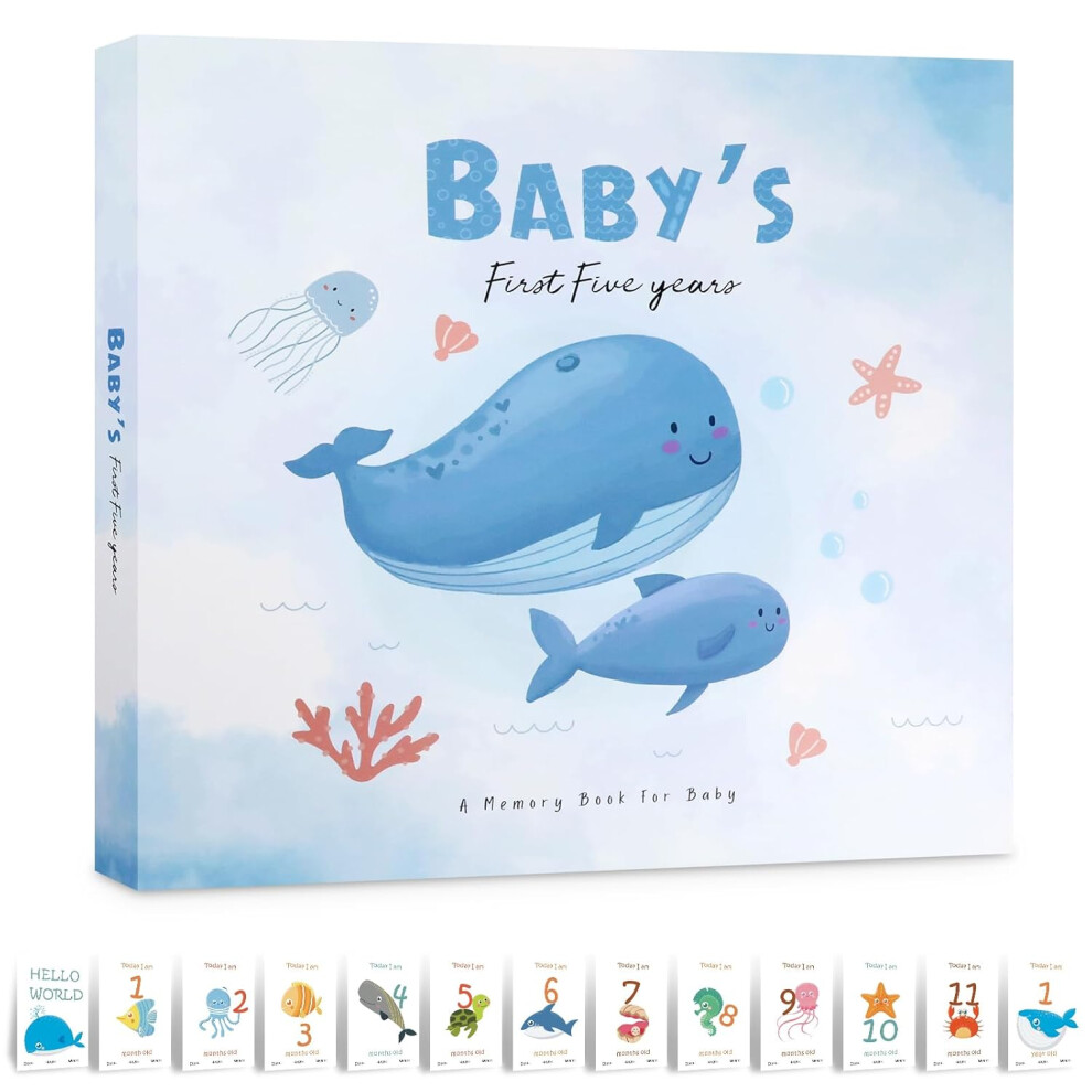 Memory Book For Baby Boy And Girlï¼First 5 Year Record Baby Memory Book For New Parents, Baby Scrapbook Baby Milestone Book To Record Every Event Veeki