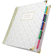 Wedding Planner 9x11 Hardcover Organizer, Bookmark, Planning Stickers, Business Card Holder, and Pocket Folders