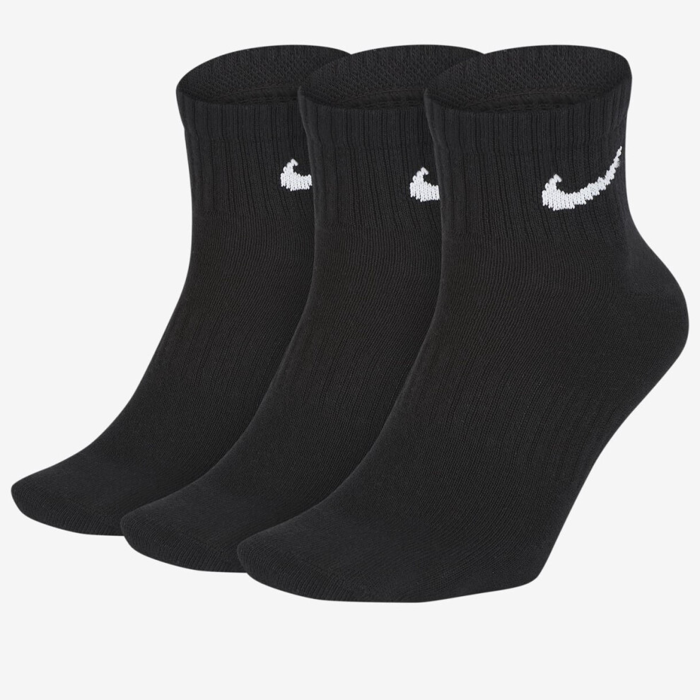 (Black M, (UK 5 - 8)) Nike Dry Cushion Everyday 3 Pairs Ankle Socks