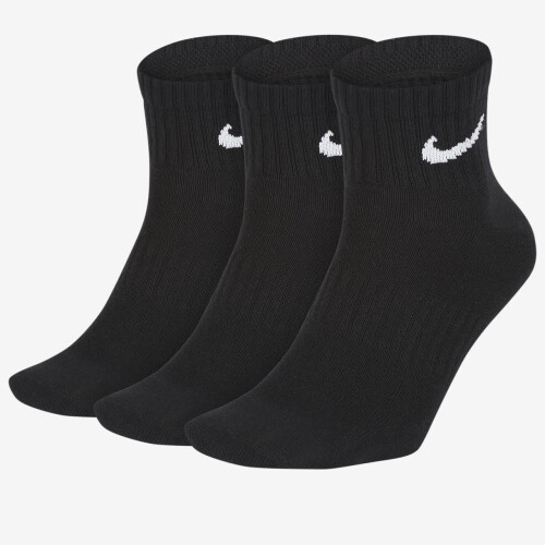 (Black, L) Nike Dry Cushion Everyday 3 Pairs Ankle Socks