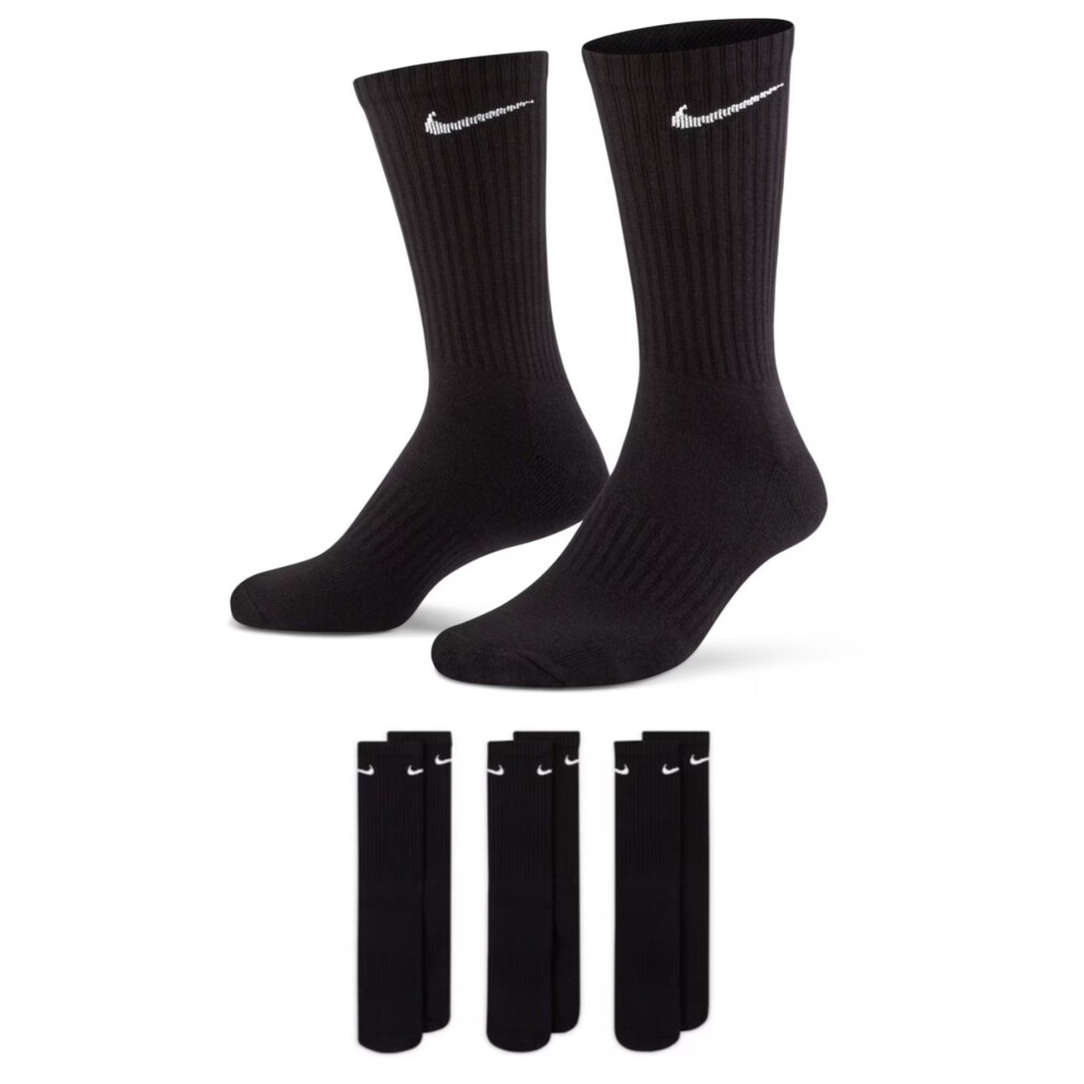 (Black, M (UK 5-8)) NIKE Mens Cushion Crew Training Socks 3 Pairs