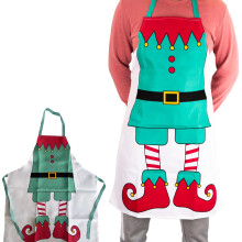 (ELF Costume) Christmas Kitchen Apron Santa Elf Costume Muscleman Baking Accessory