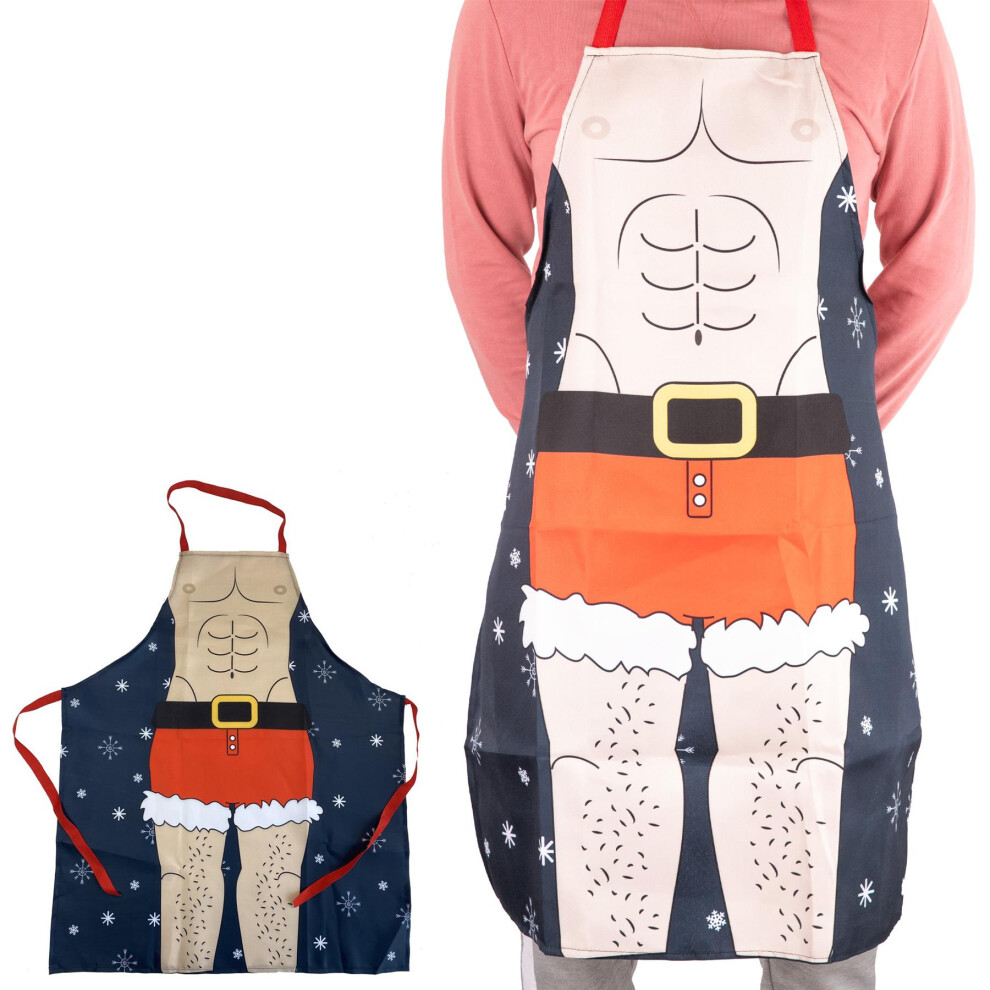 Shatchi (Muscle Man) Christmas Kitchen Apron Santa Elf Costume Muscleman Baking Accessory