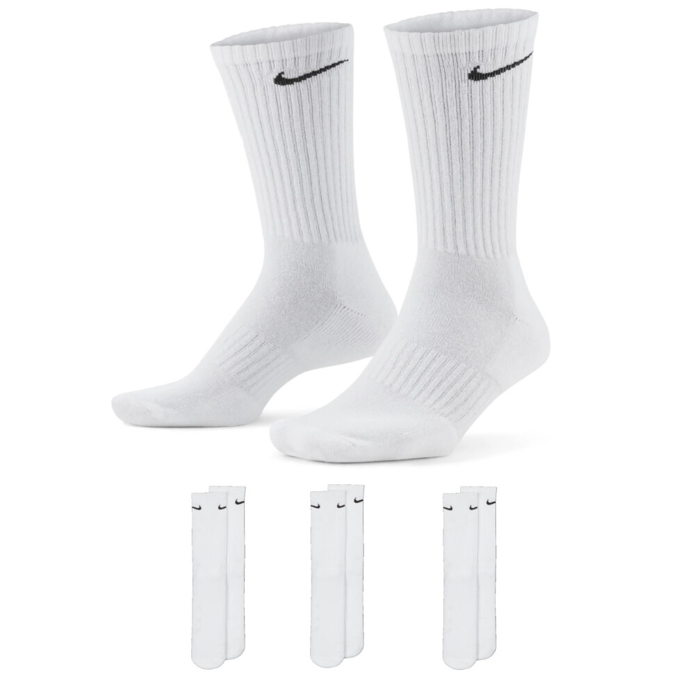 Nike (White, L (Uk 8-11)) Mens Cushion Crew Training Socks 3 Pairs