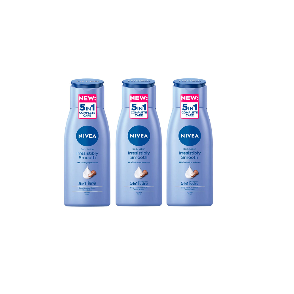 Nivea Irresistibly Smooth Body Lotion With Shea Butter 5 In 1 Dry Skin 3 x 400ml