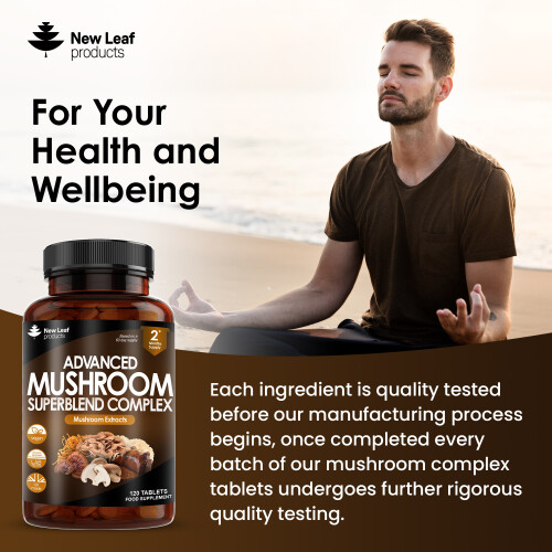 New Leaf Product Mushroom Complex - Superblend Of 6 Mushroom Extracts - 120 Tablets 2