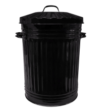 Retro Dustbin Rubbish Waste Animal Feed - Black Bin Steel Bin 45L
