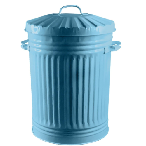 Retro Dustbin Rubbish Waste Animal Feed Bin - Duck Egg Blue Bin 45L