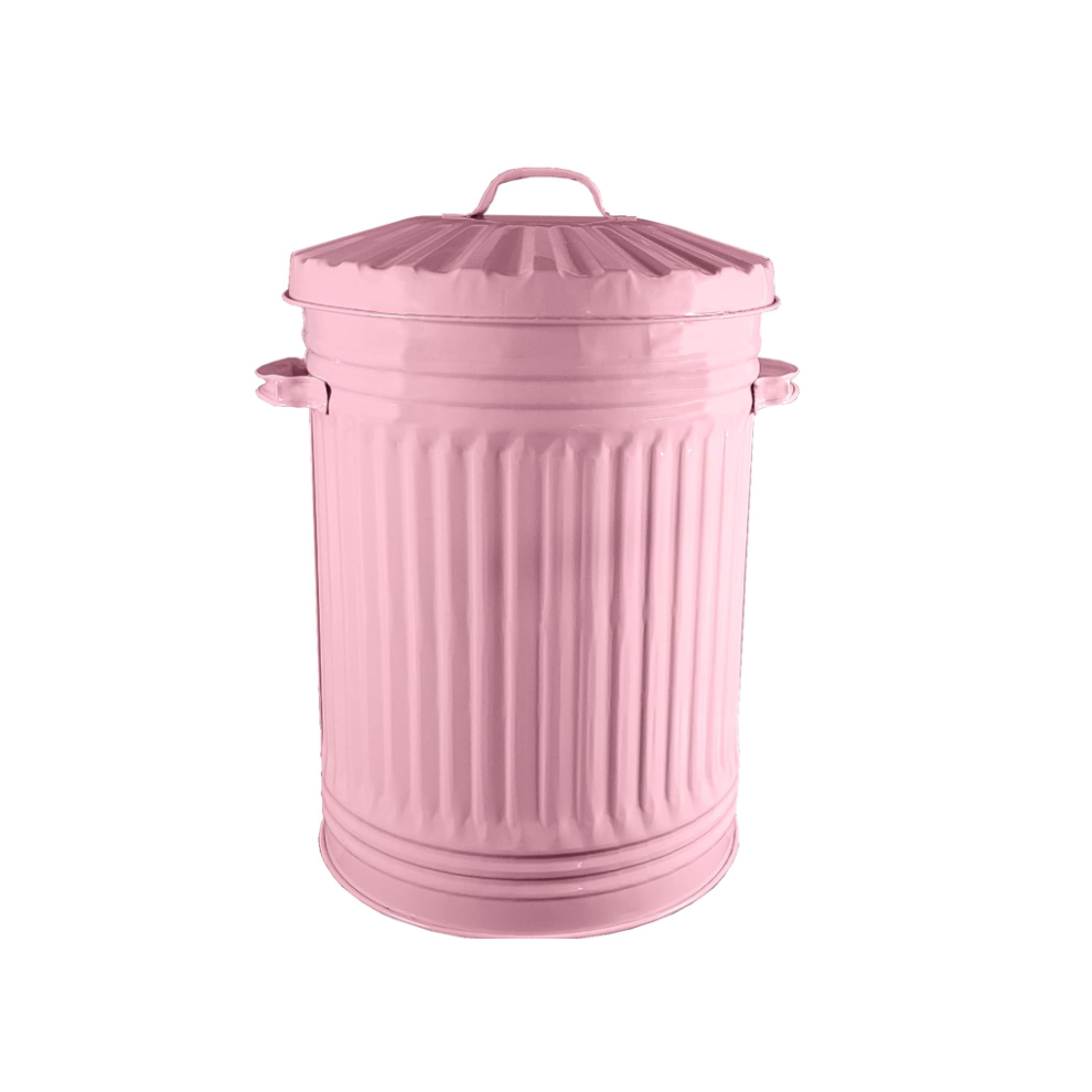 Retro Dustbin Rubbish Waste Animal Feed Bin - Baby Pink Bin 45L