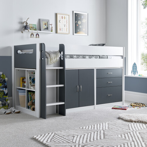 Bedmaster Lacy Grey and White Storage Mid Sleeper Bed 1