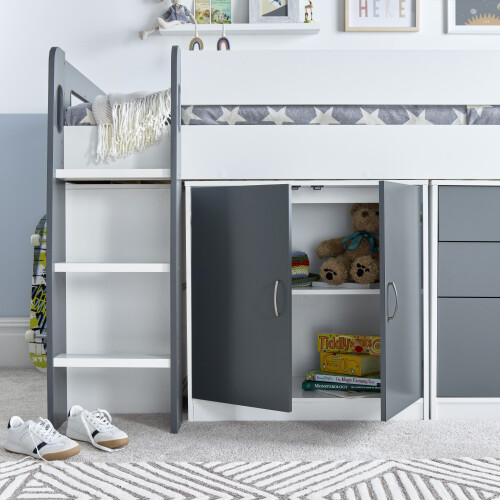 Bedmaster Lacy Grey and White Storage Mid Sleeper Bed 2
