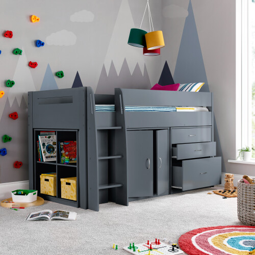 Bedmaster Lacy Grey Storage Mid Sleeper Bed