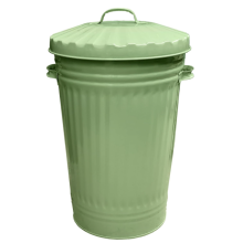 Retro Sage Green 45L Galvanised Steel Dustbin with Lid - Indoor/Outdoor, Rust-Resistant, Versatile Storage for Rubbish, Animal Feed & More