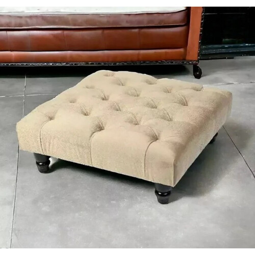 (Mink) Chesterfield Upholstered Stool Pouffe 50x50x25cm