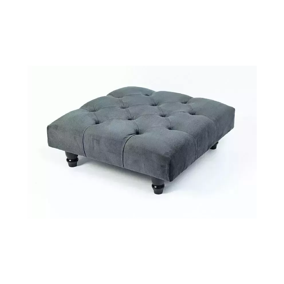 (Charcoal) Chesterfield Upholstered Stool Pouffe 50x50x25cm-image-OPC-PDW2SQT-NEW