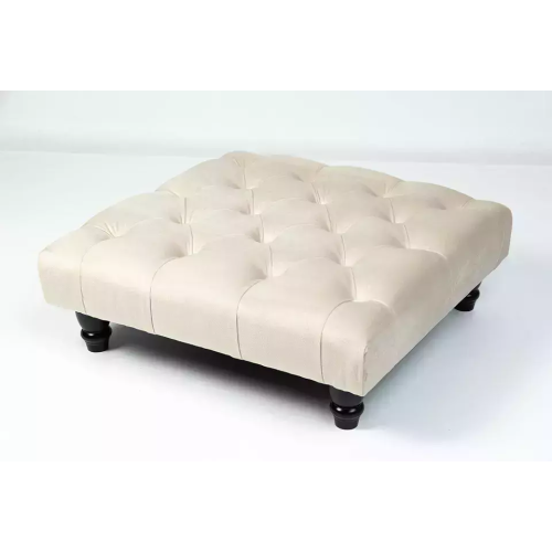(Cream) Chesterfield Upholstered Stool Pouffe 50x50x25cm