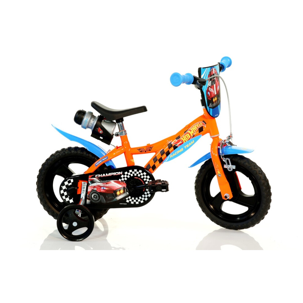 Dino Hot Wheels 12inch Kids Bike with Stabilisers - Orange