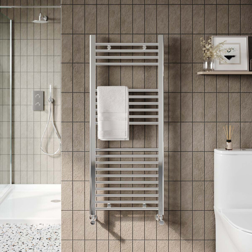 Nes Home Chrome Straight Bathroom Towel Radiator 1200 x 500 mm