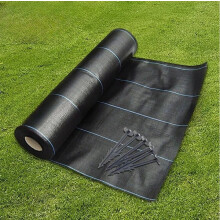 (1M x 10M) 1M Wide Groundmaster  Heavy Duty Weed Control Fabric Cover Membrane + Pegs