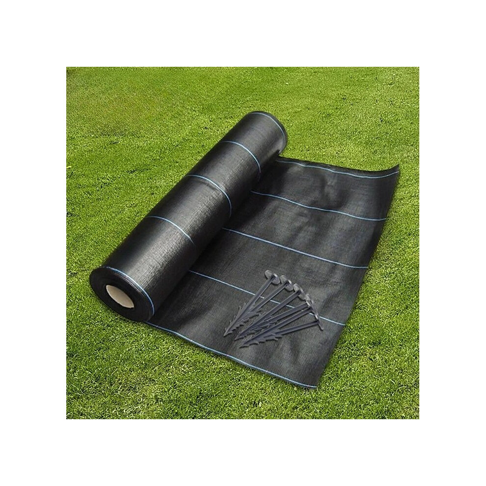 (2M x 10M, 10) 2M Wide Groundmaster  Heavy Duty Weed Control Fabric Cover Membrane + Pegs